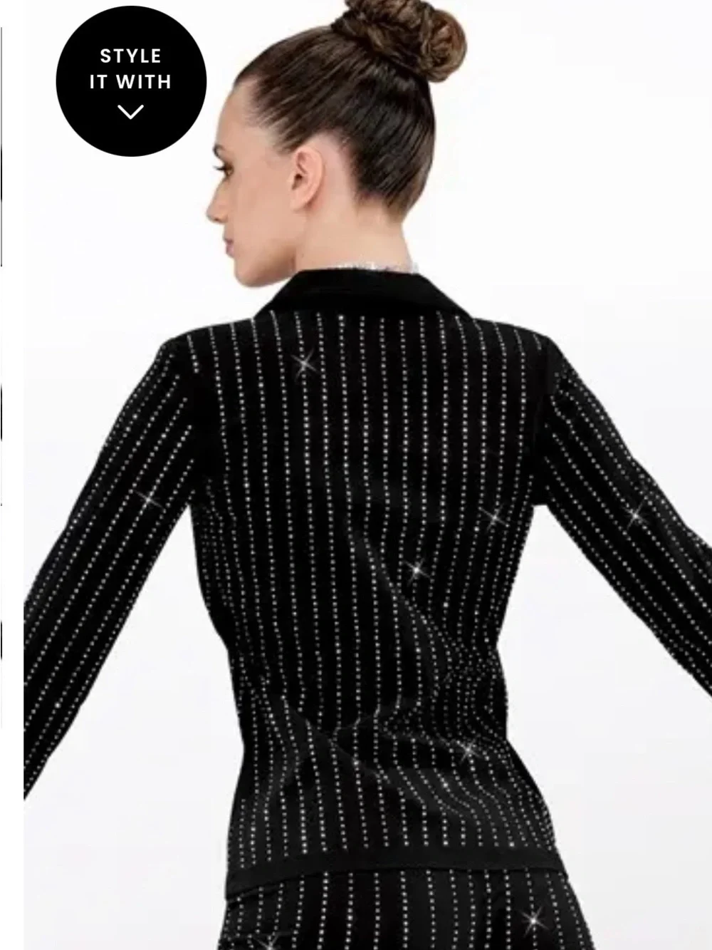 Weissman Black Crystal-Striped Dance Blazer